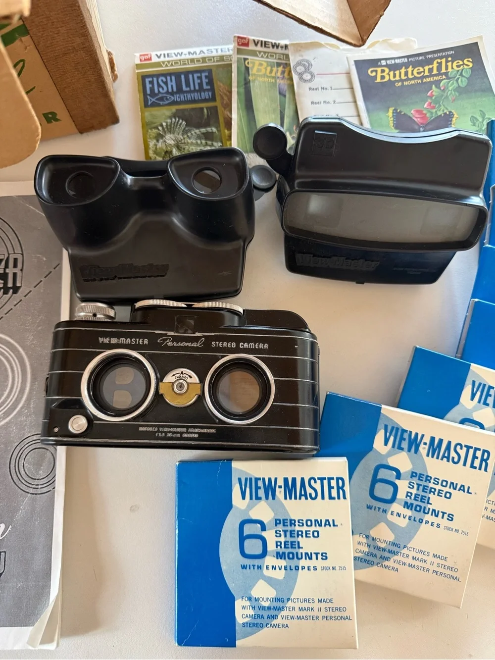 View-Master Personal Stereo Camera Complete Set w/ Film Cutter, Mounts & Manuals